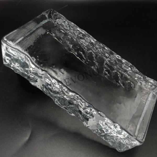 Glass Brick-Ice Crystal Pattern Hot Melt Brick Side Right Angle